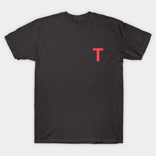 letter t black T-Shirt by persa